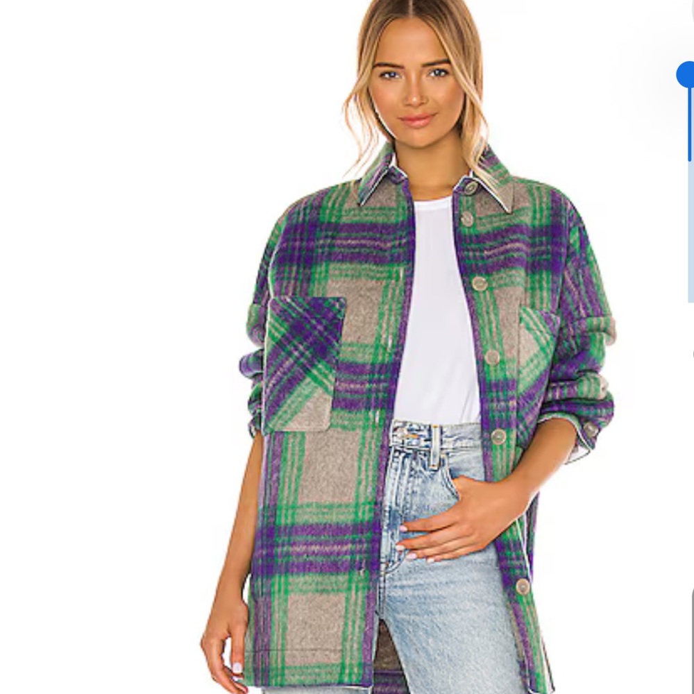 IRO Green and Purple Plaid Overshirt Jacket